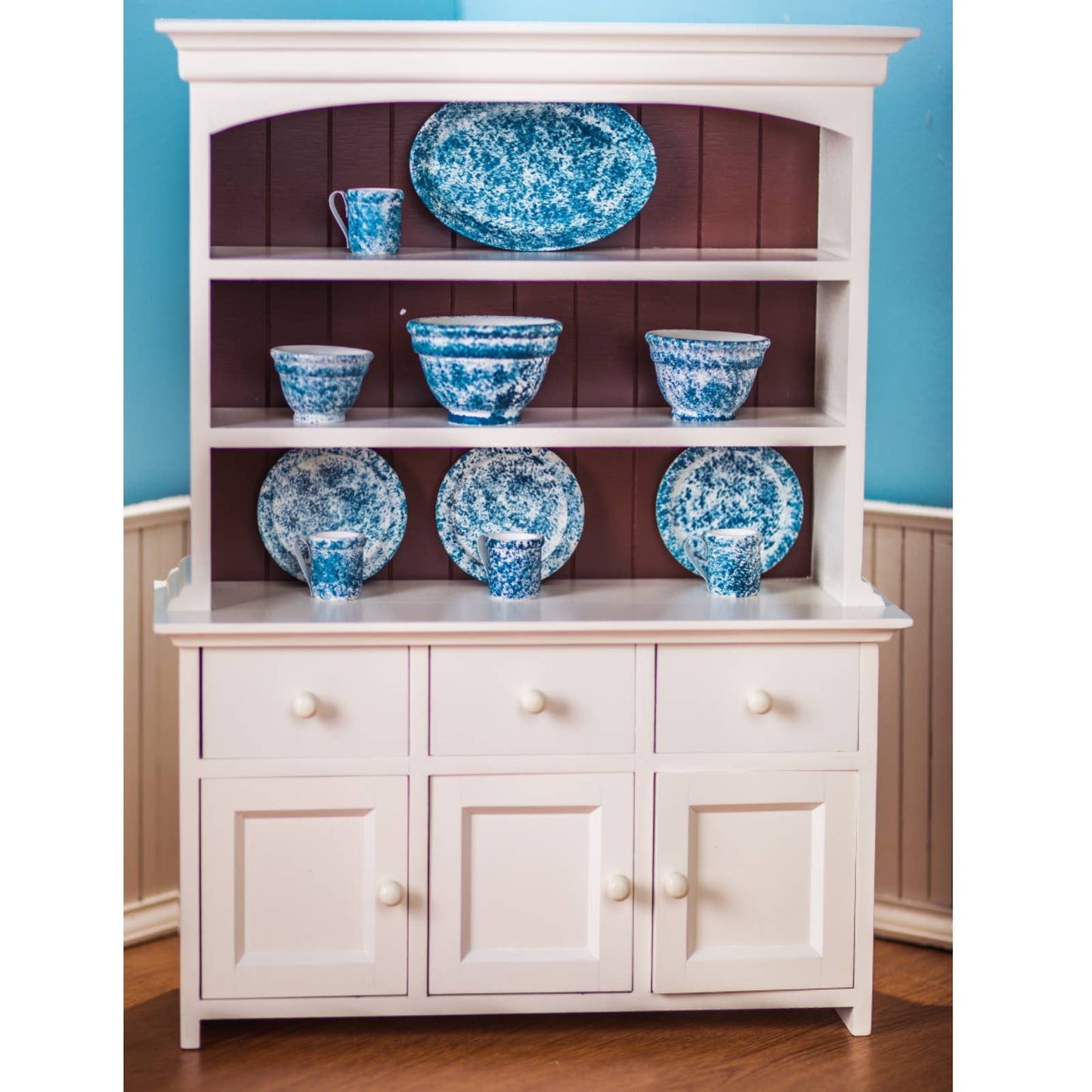 18" Doll Farmhouse Cupboard Dish Hutch Fits American Girl