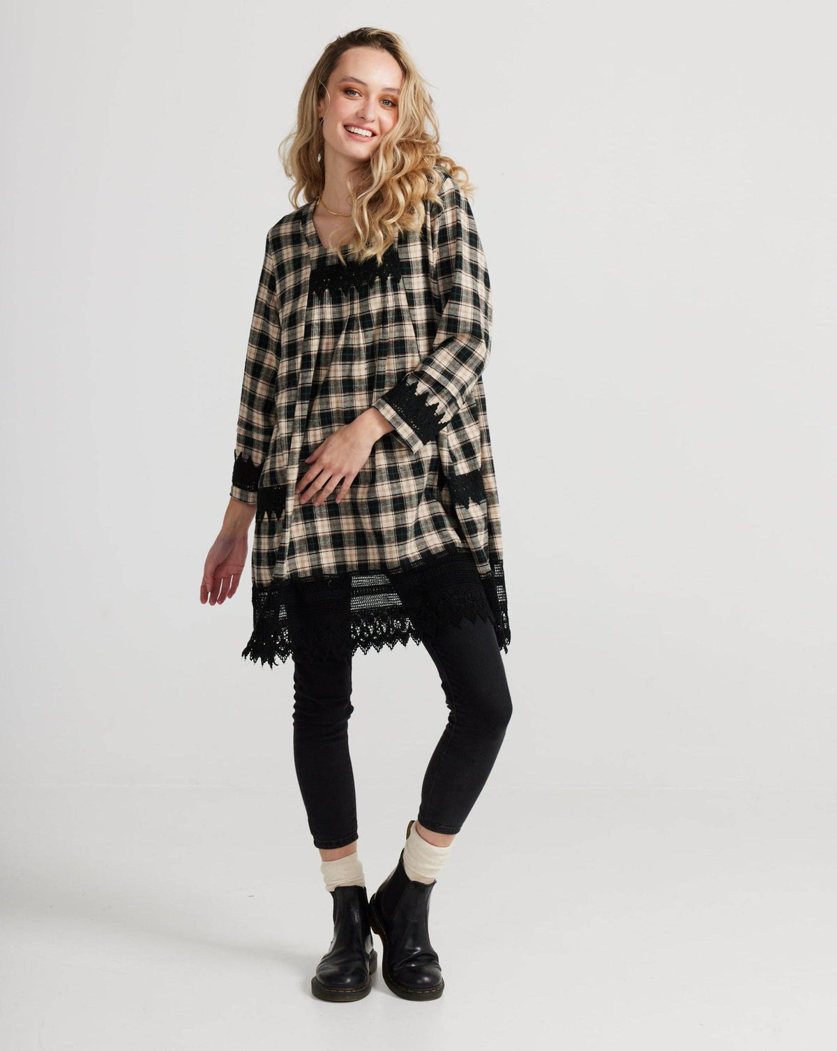 Isla Plaid dress. Black. SALE