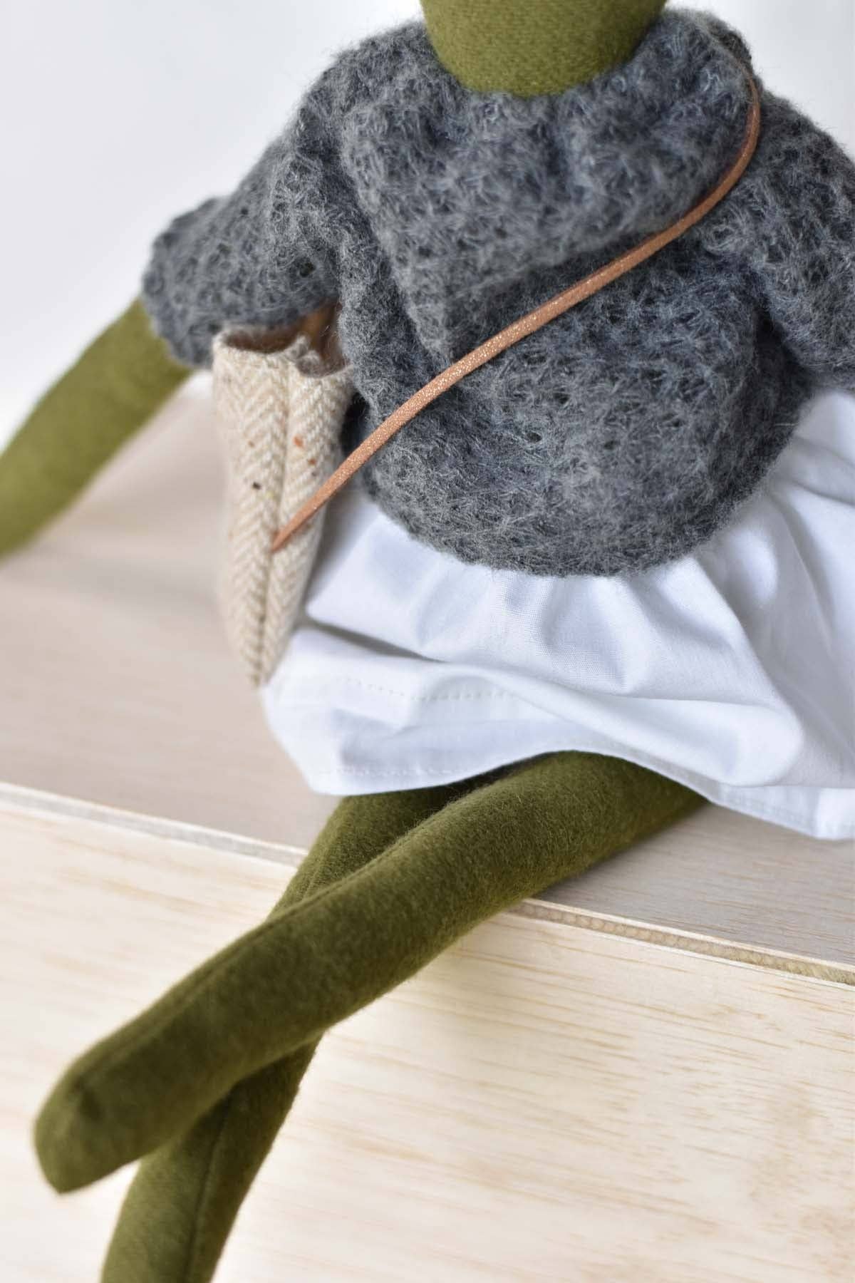 Fern the Frog doll- French Knit Sweater with Morning Skirt