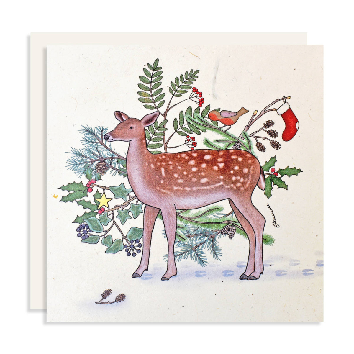Emma Lawrence Deer Christmas Card - Recycled Paper
