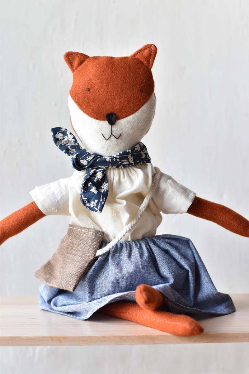 Florette Fox Doll- Chambray Skirt 