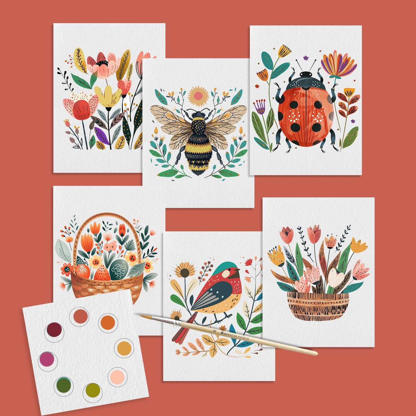 All-in-One Watercolor Art Prints + Postcards: Folk Art (Copy)