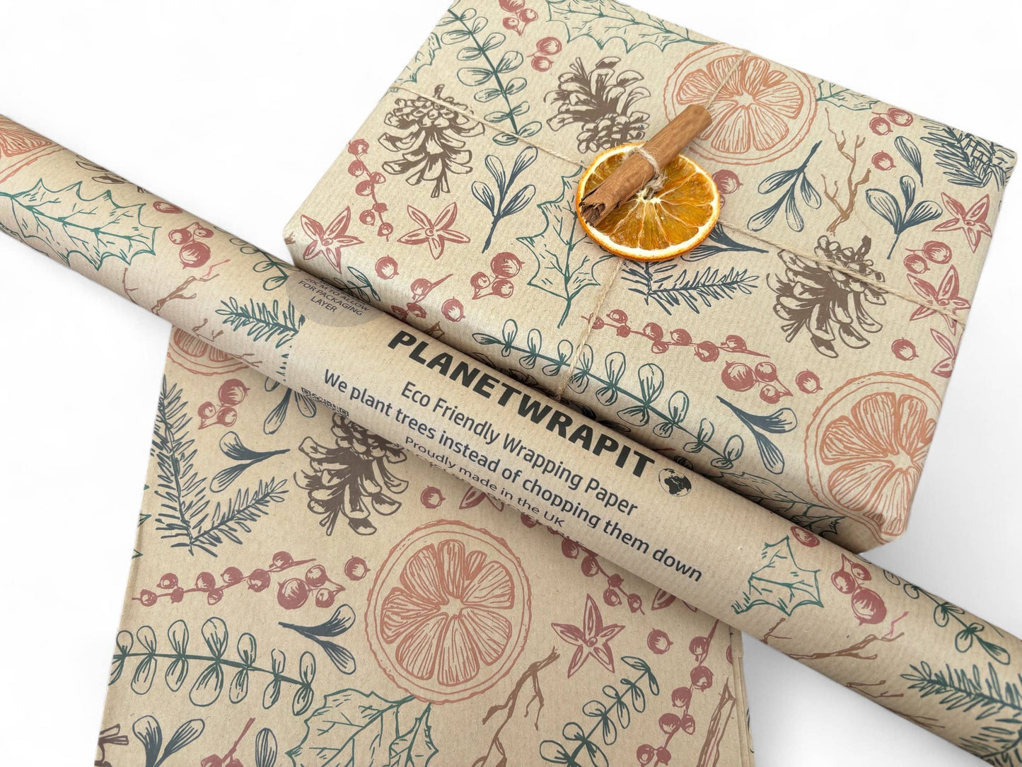 Christmas Dried Oranges Recycled Kraft Gift Wrapping Paper