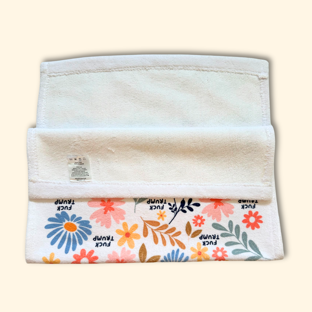 Fuck Trump Retro Flower Hand Towel