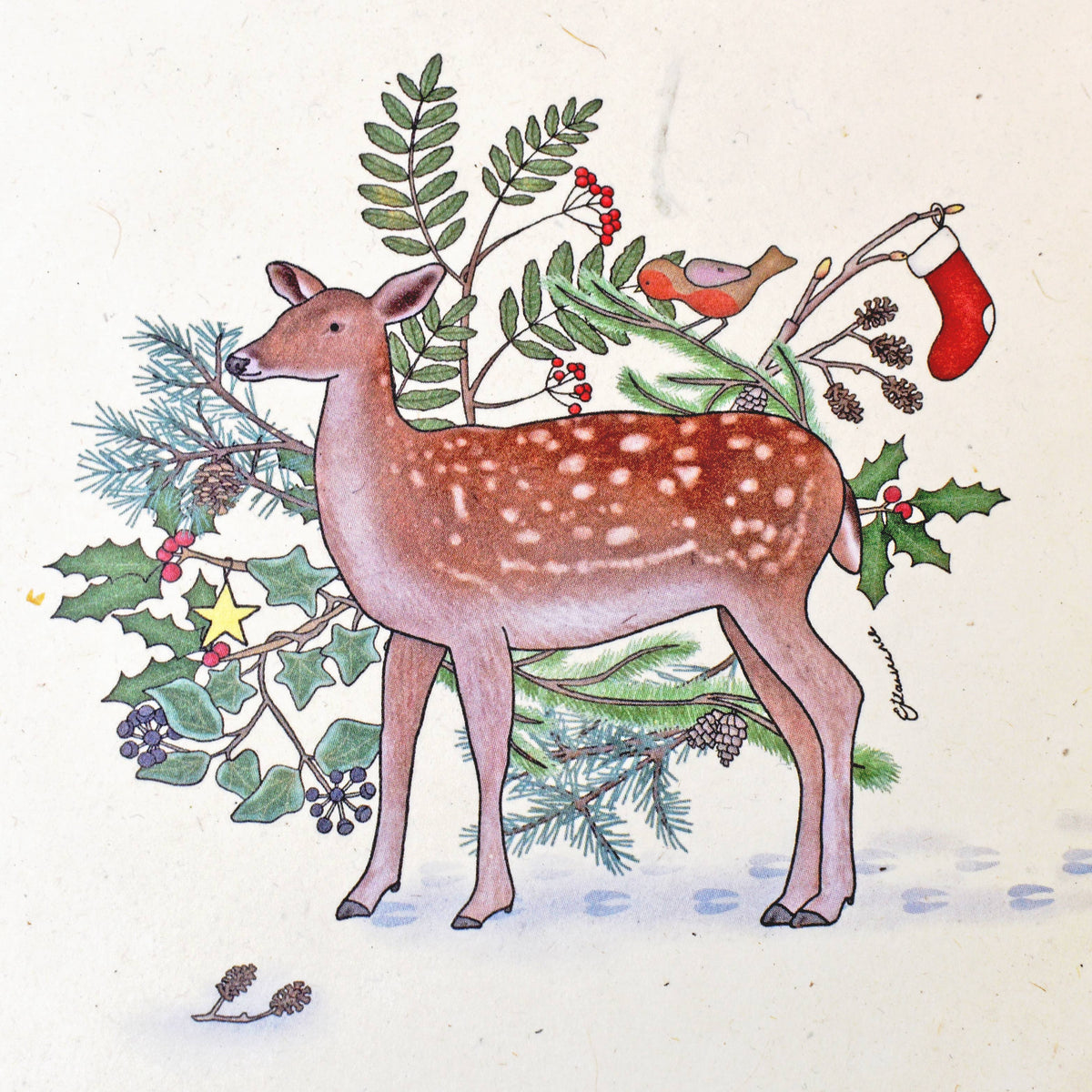 Emma Lawrence Deer Christmas Card - Recycled Paper