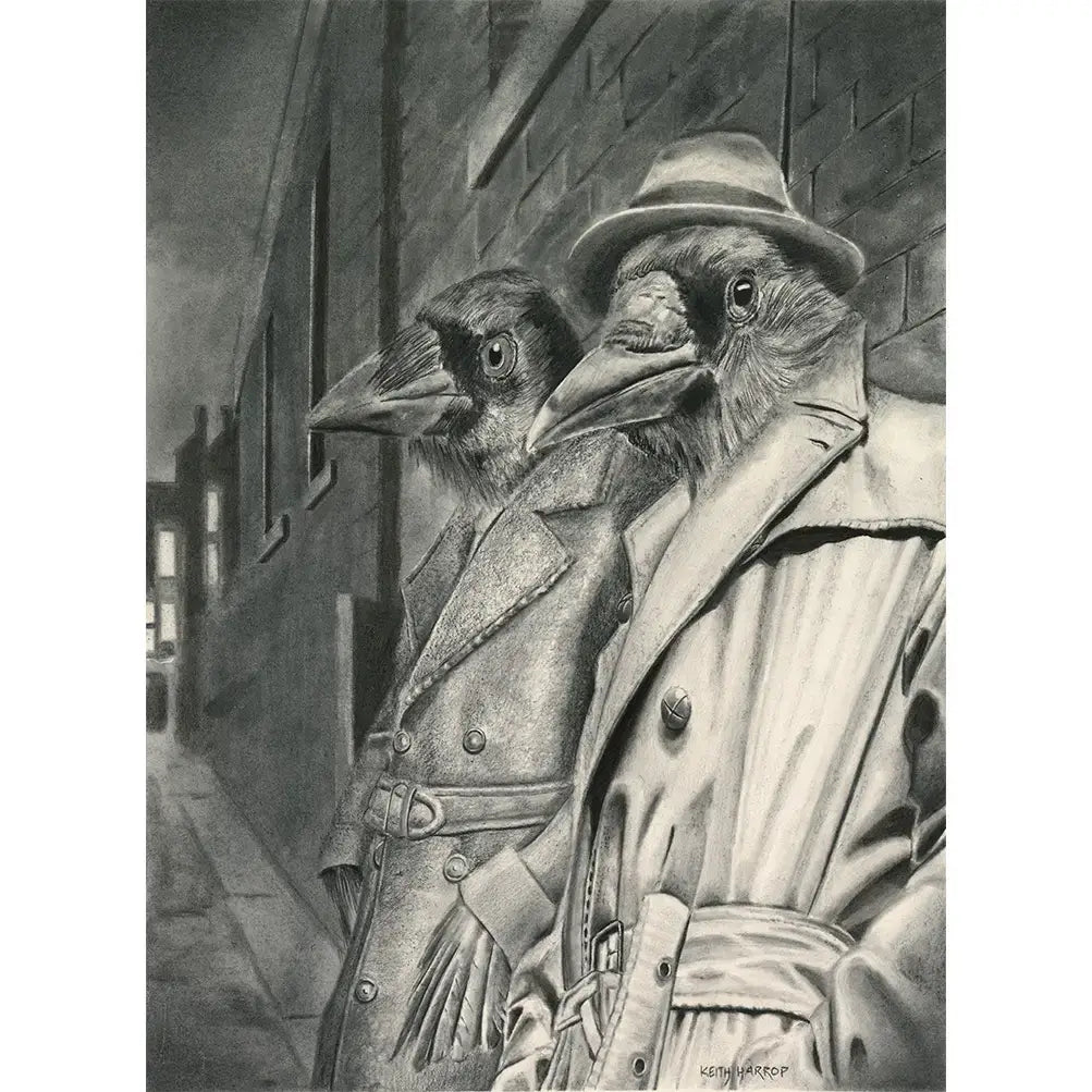 Print (signed): #42 A Murder of Crows  Pencil Art.