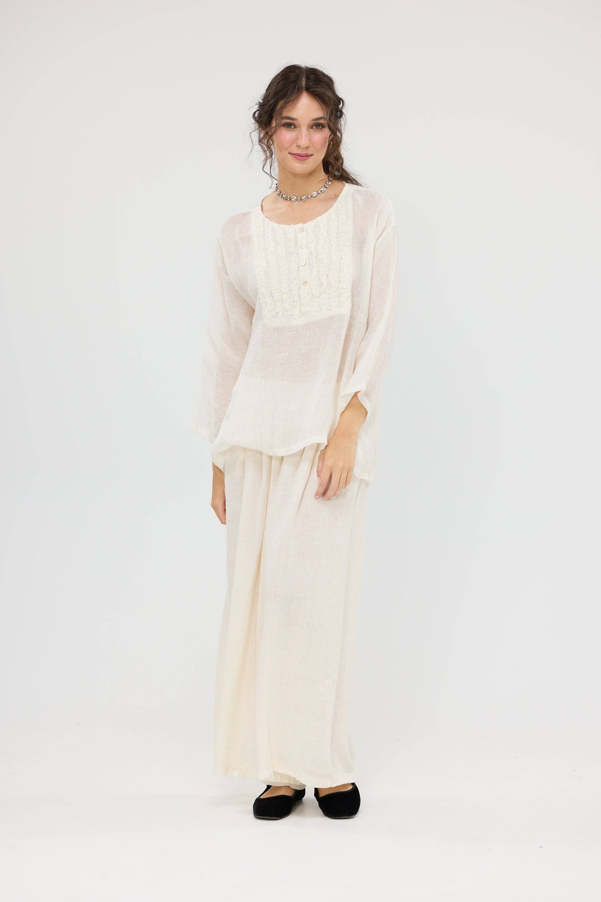 Florian Linen Gauze top.  Coconut