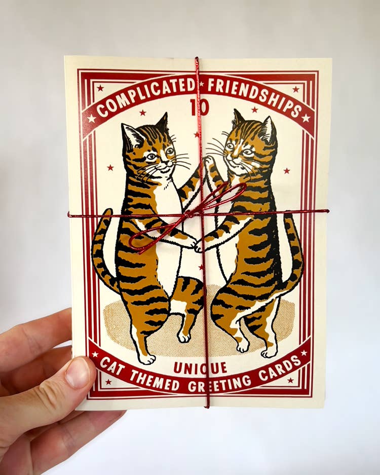 Cat Complicated Friendship Greeting Card Set