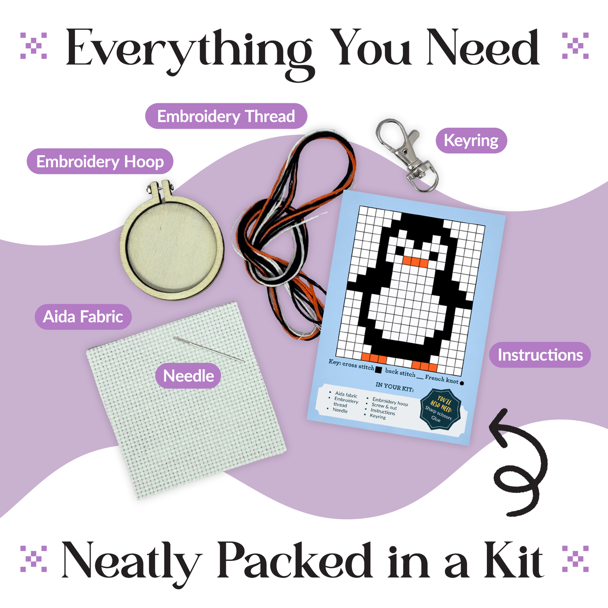 Waddle I Do Without You Mini Matchbox Cross Stitch Kit