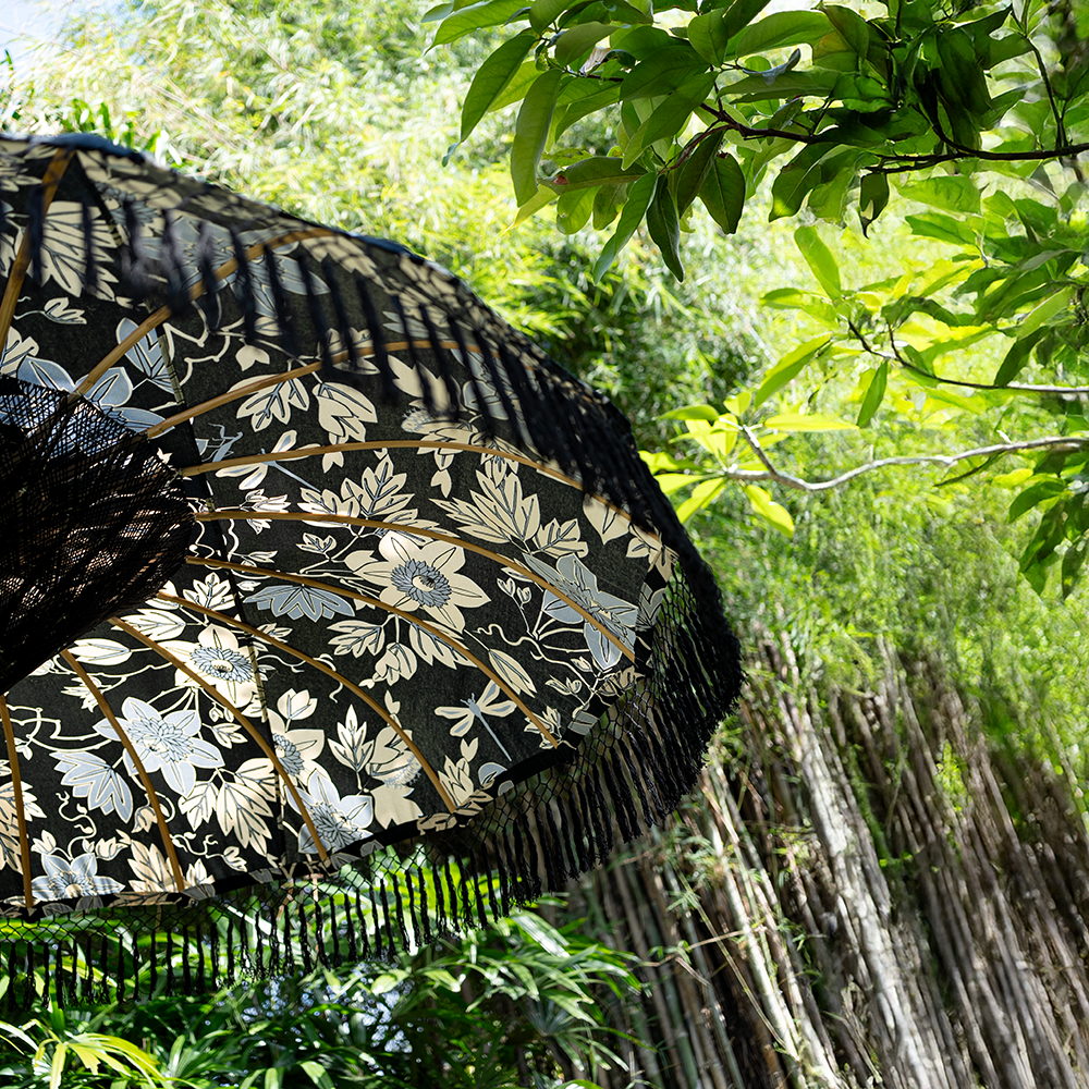 Balinese Umbrella Patio | Big Passion Flower Onyx
