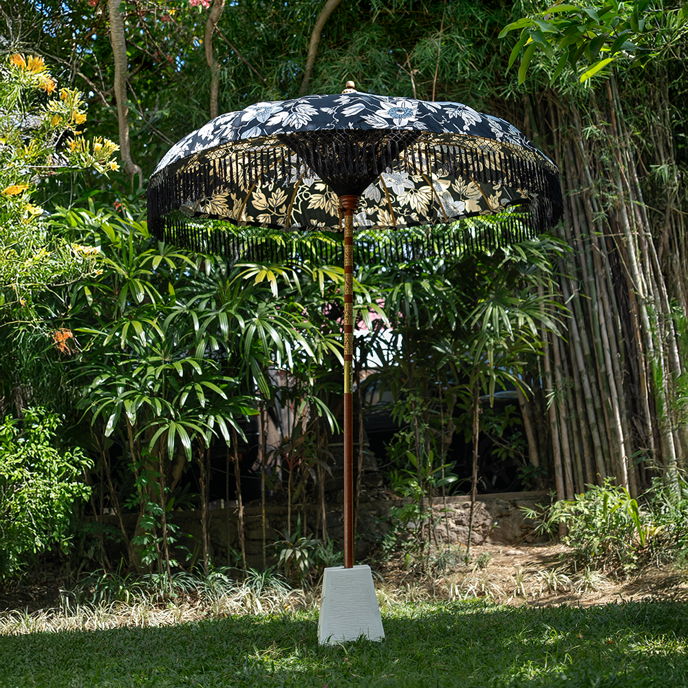 Balinese Umbrella Patio | Big Passion Flower Onyx