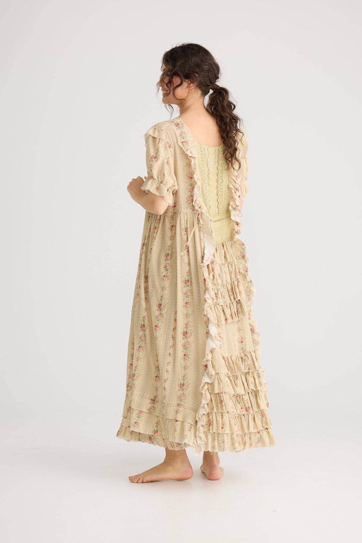 Emmeline Empire line ruffled vintage french floral dress,