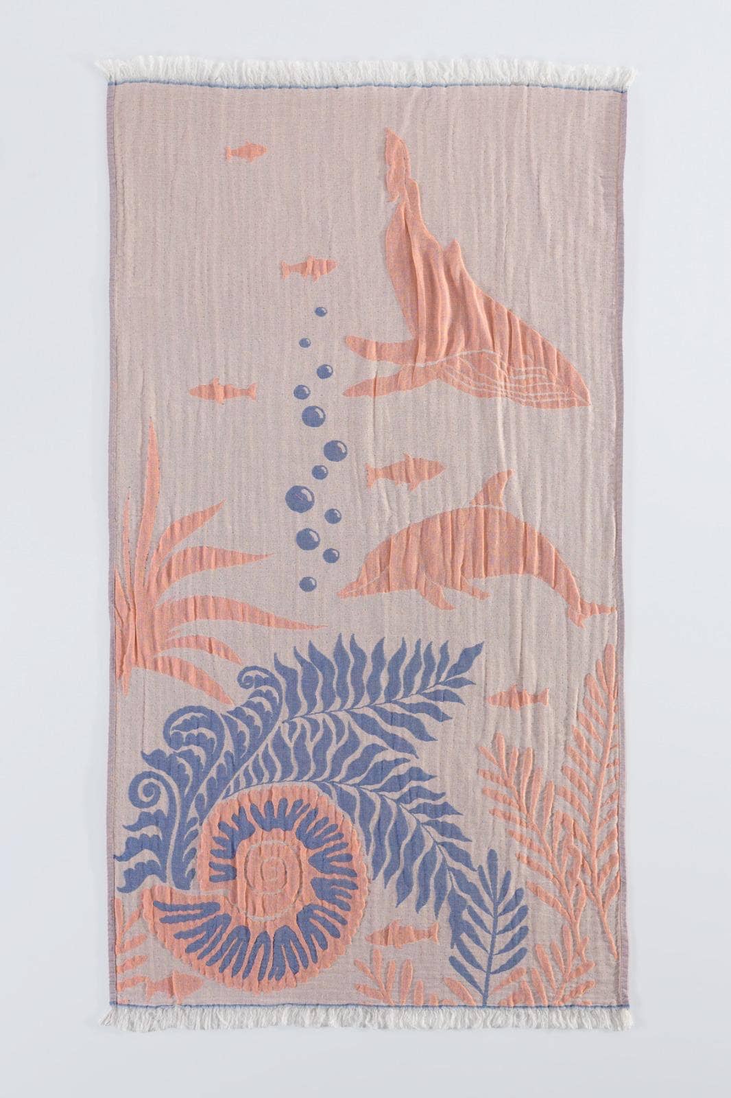 Dolphin and Whale Turkish Towel, Beach Towel