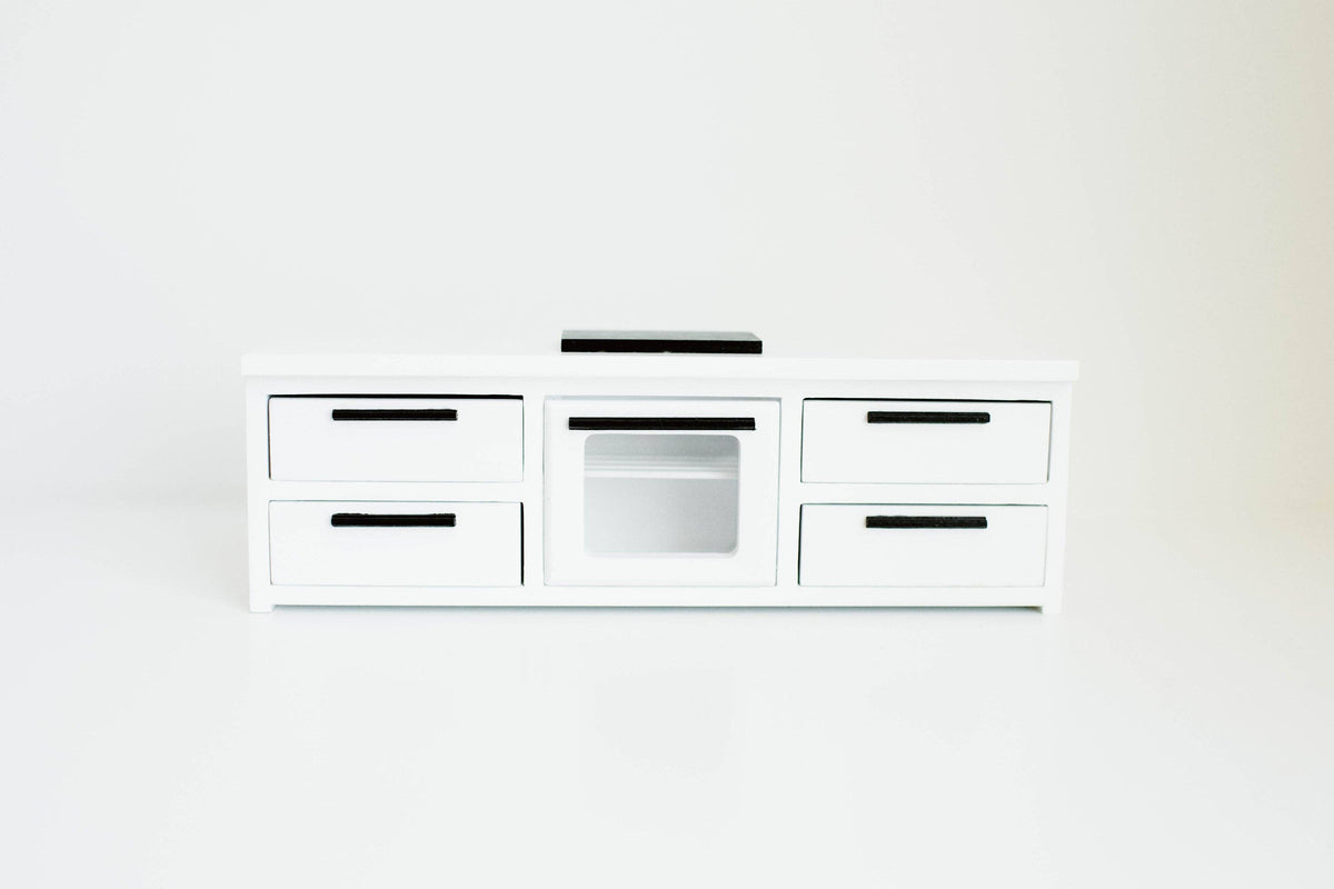 Dollhouse Straight Kitchen Base Cabinets Cooktop Oven White