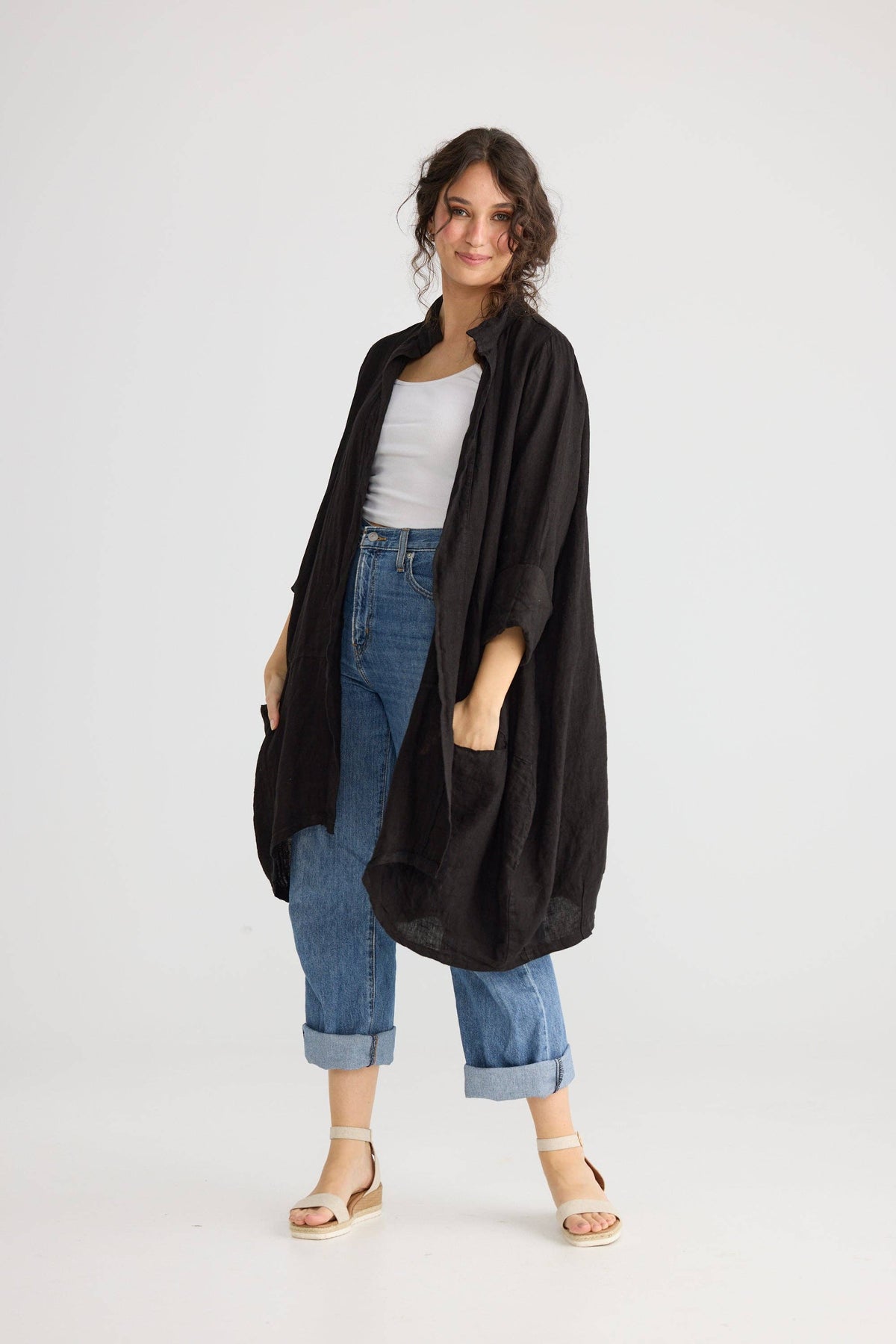 Harper Lee Linen jacket. Ebony