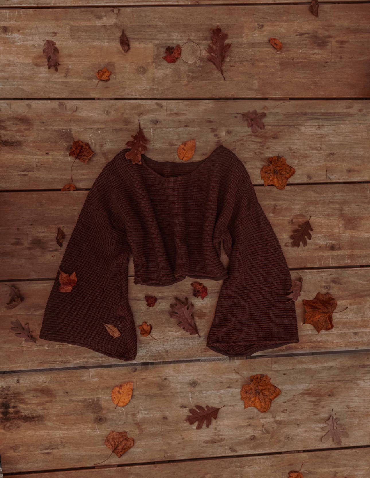 100% Organic Cotton Bell Sleeve Boho Crop Sweater, Hippie