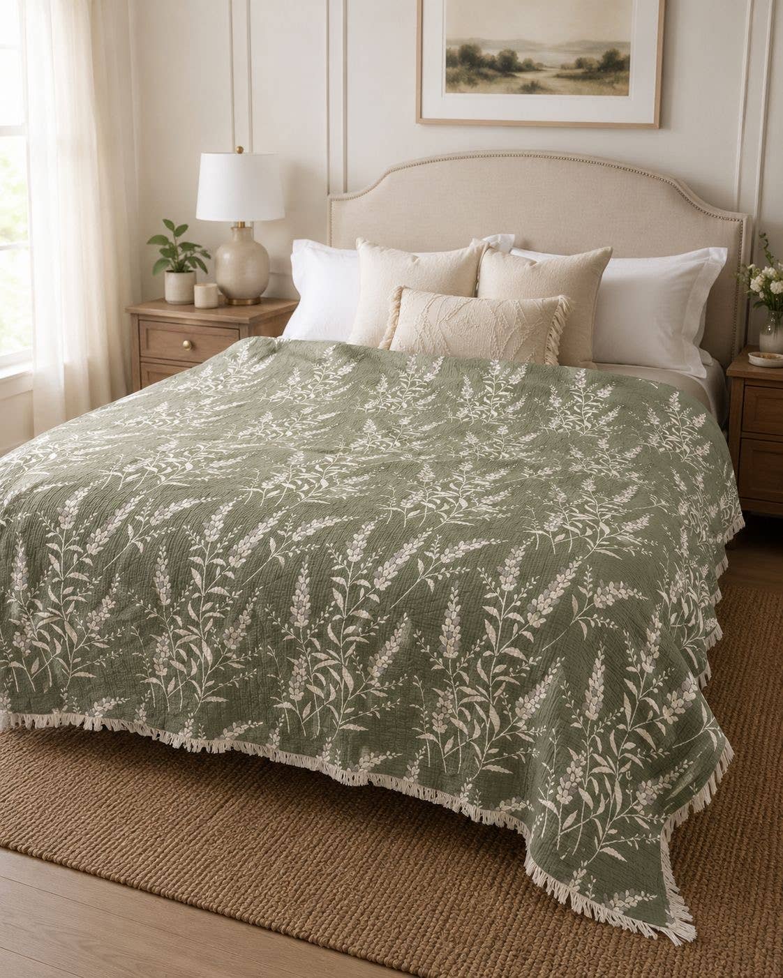 7-Layer Cotton Muslin Quilted Blanket - Lavender Field