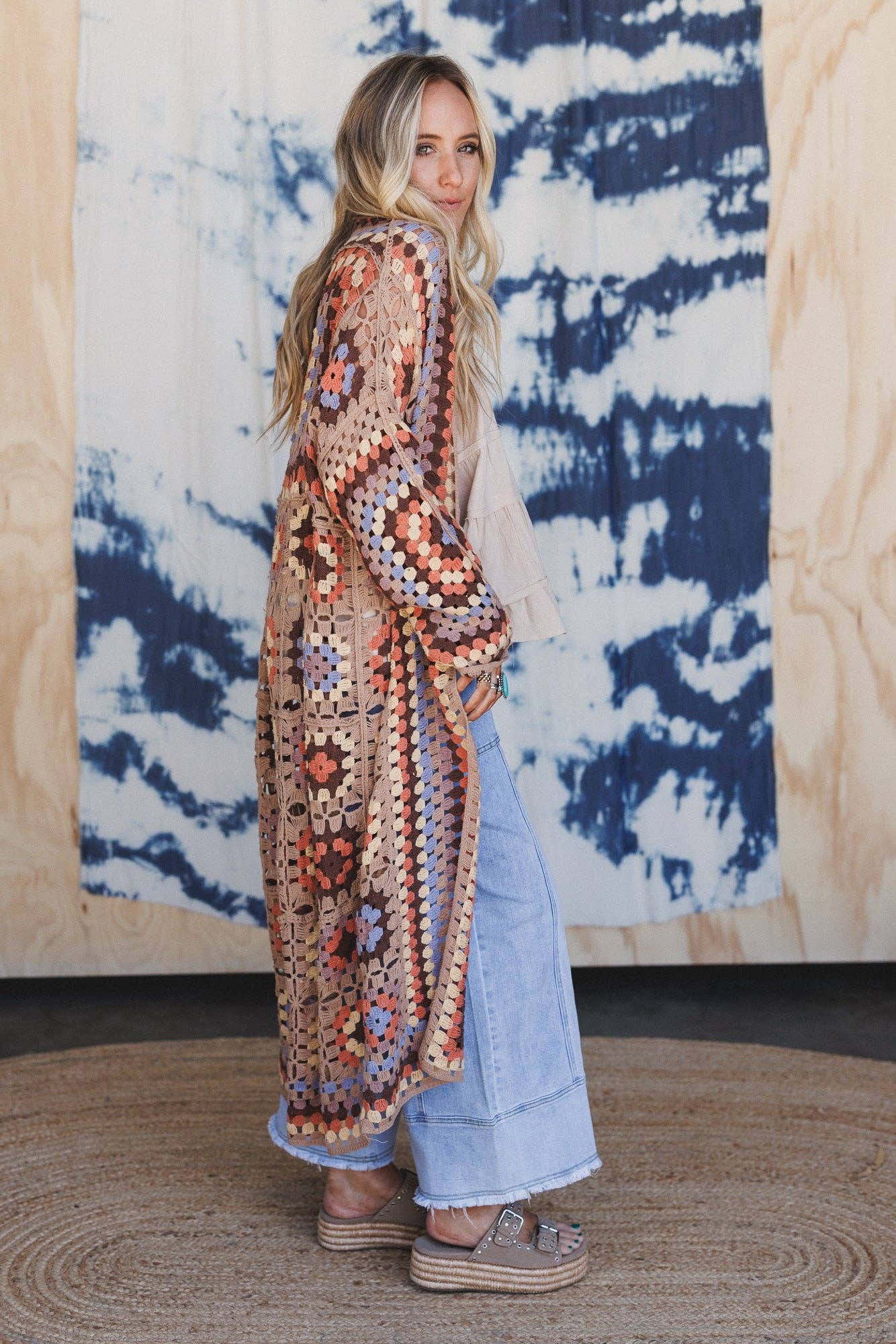 Soulful Wanderer Crochet Duster - Natural Brown