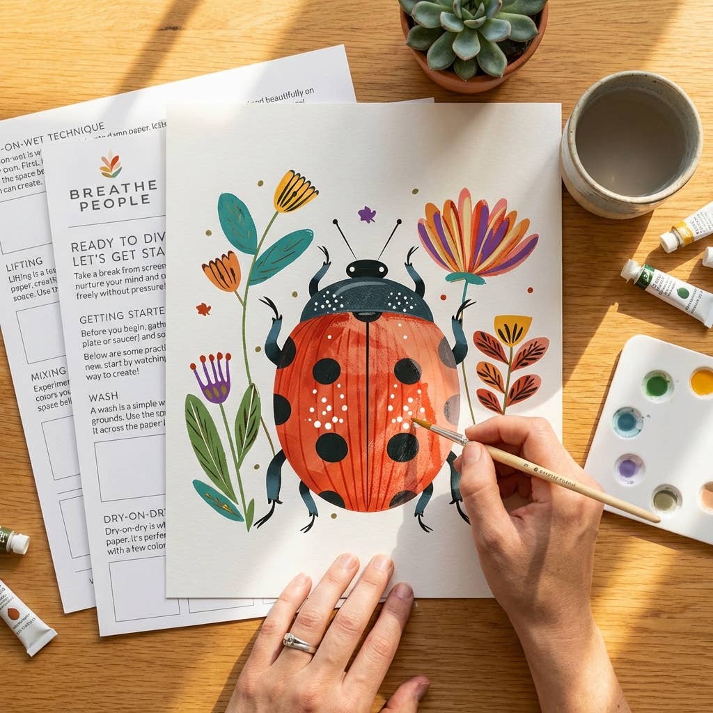 All-In-One Beginner Watercolor Paint Set - Ladybug