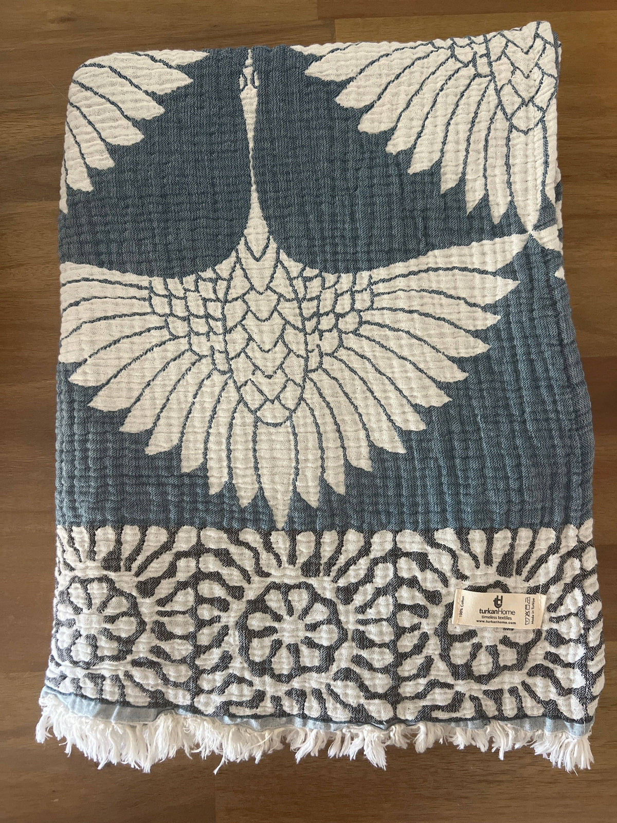 Crane Muslin Throw Blanket – Reversible Turkish Cotton