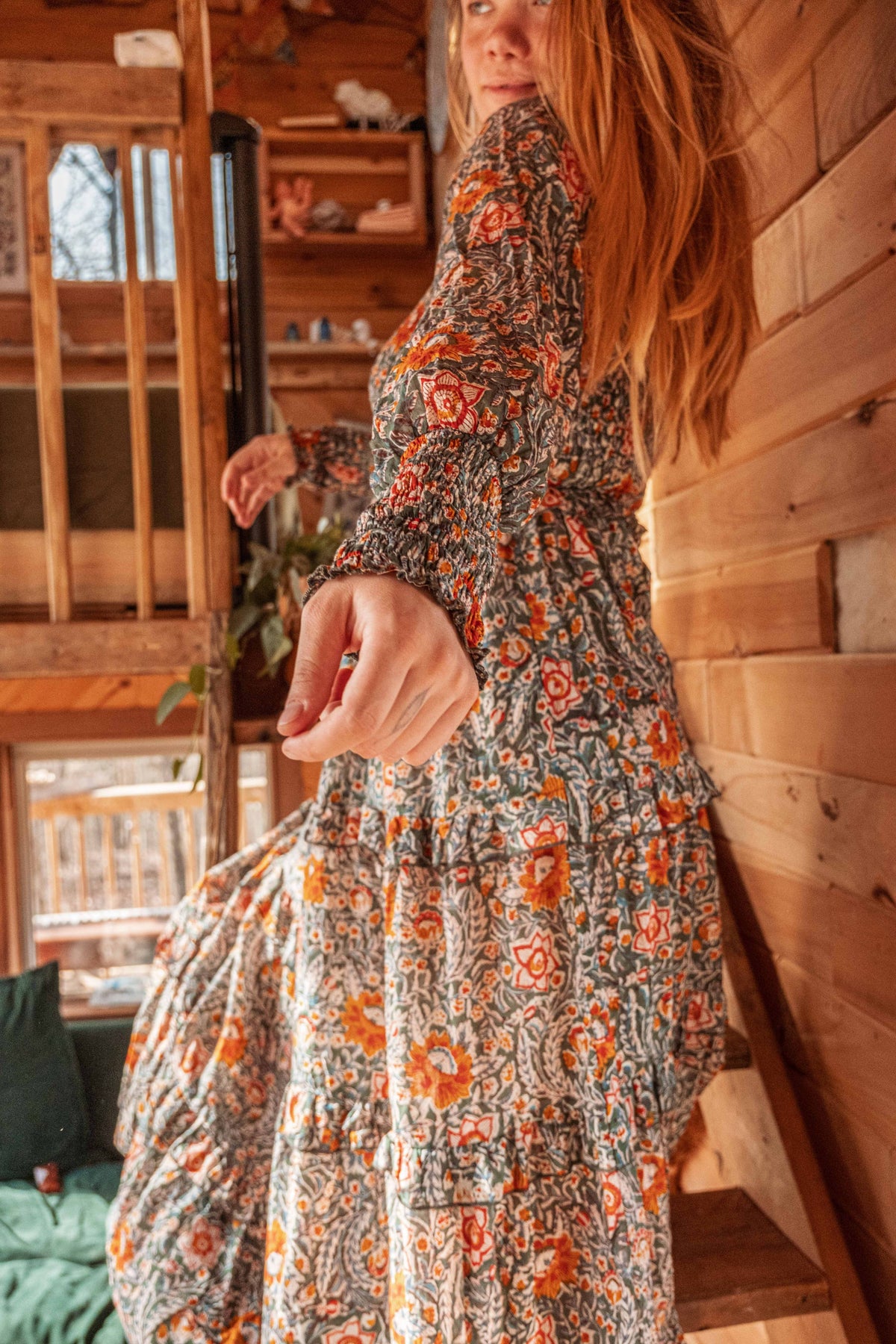 ORGANIC Cotton Block Printed Maxi Dress, Floral EMILIA Dress