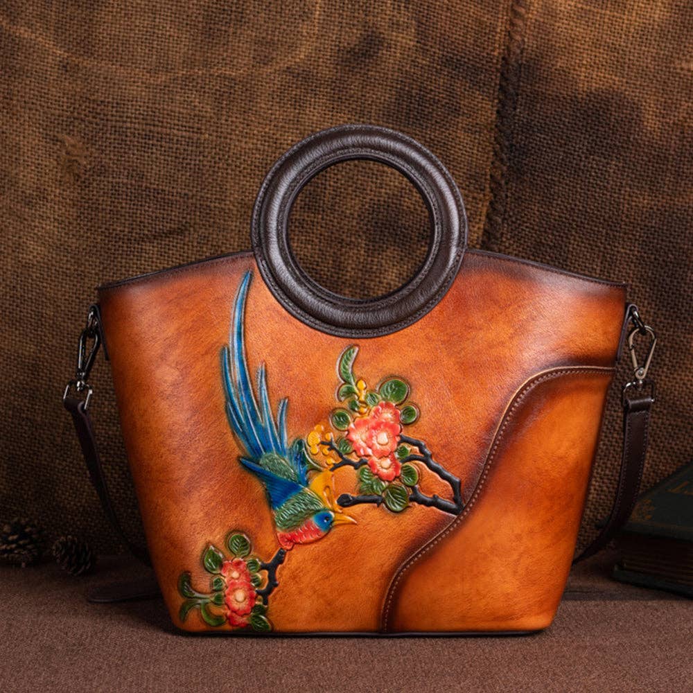 Retro Bird and Floral Tote Bag