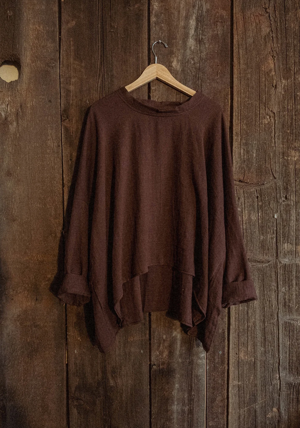 Organic Boho Unisex Pullover Flowy Shirt, Bamboo Long Sleeve