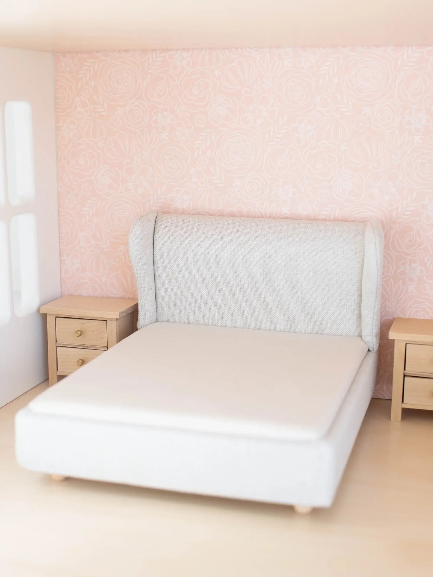 Dollhouse Upholstered Double Bed | Off-White