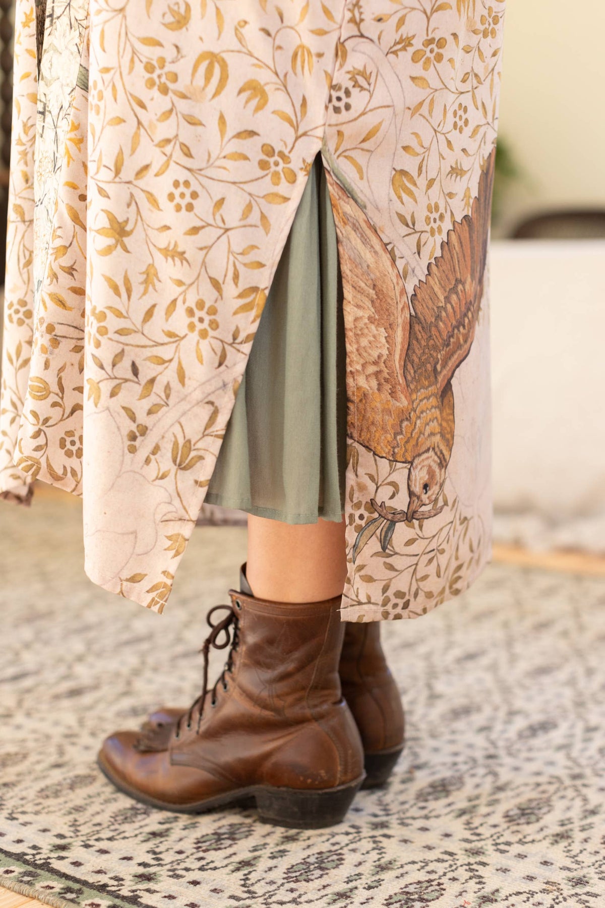 Folklore Opera Duster Kimono Robe w/ Bird of Peace