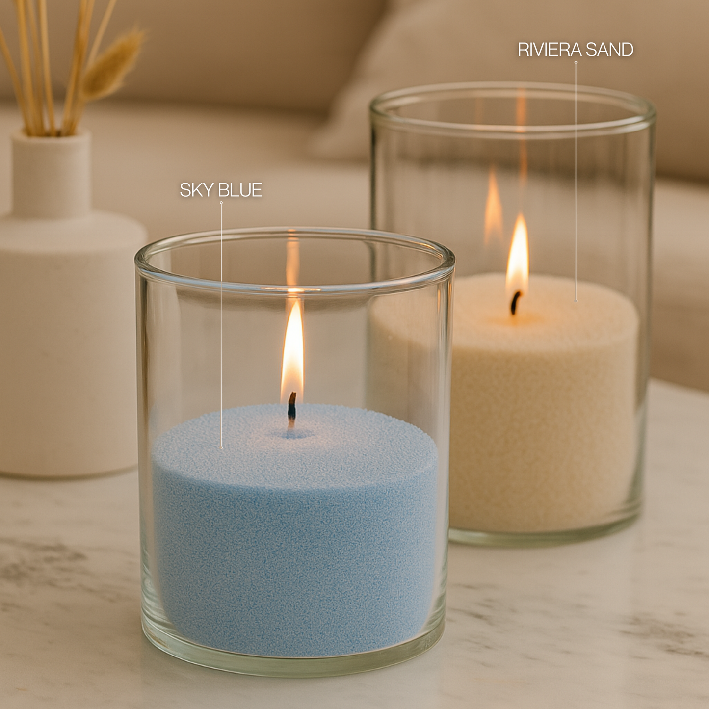 Sky Blue candle sand with wicks