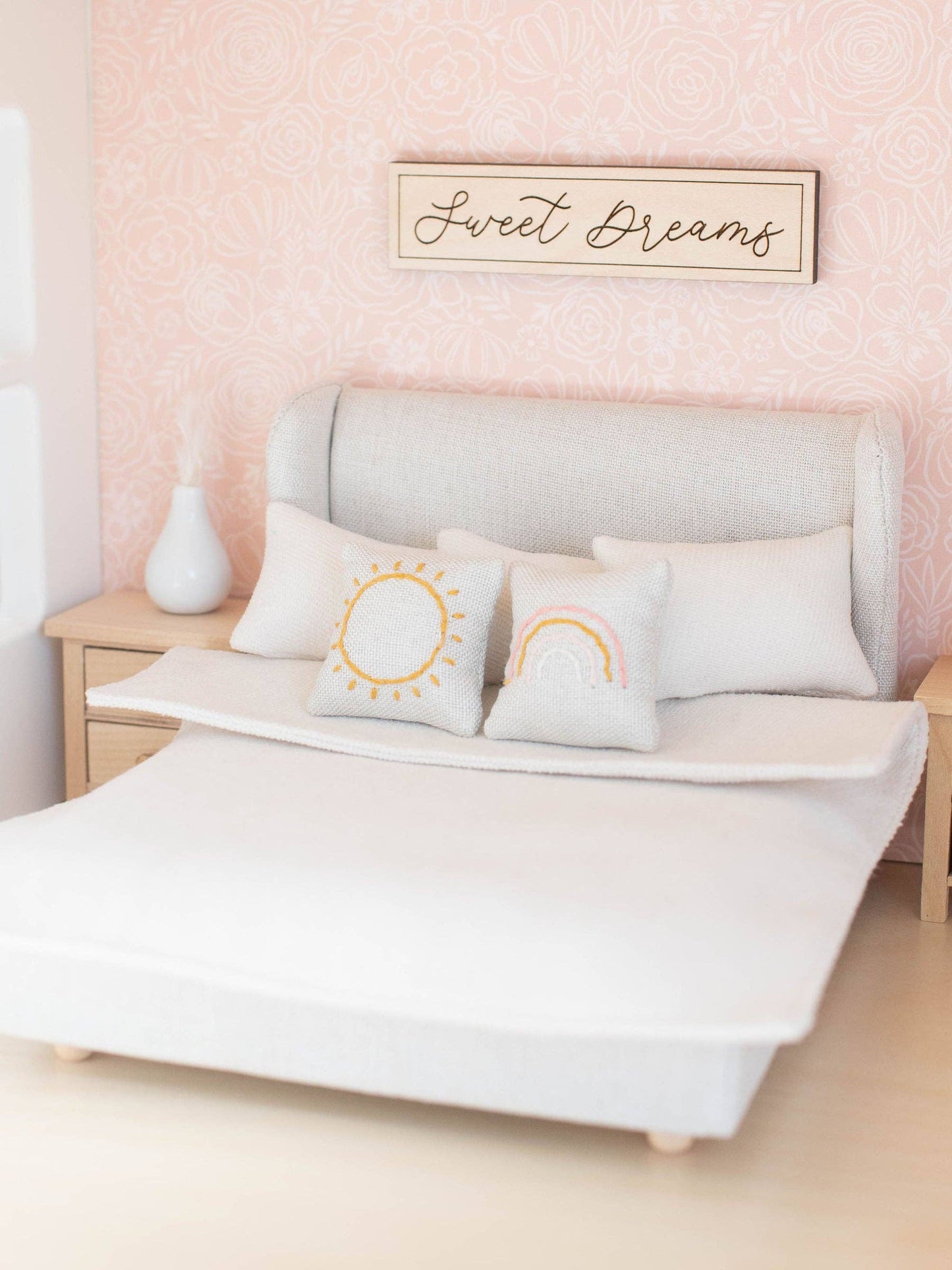Dollhouse Upholstered Double Bed | Off-White