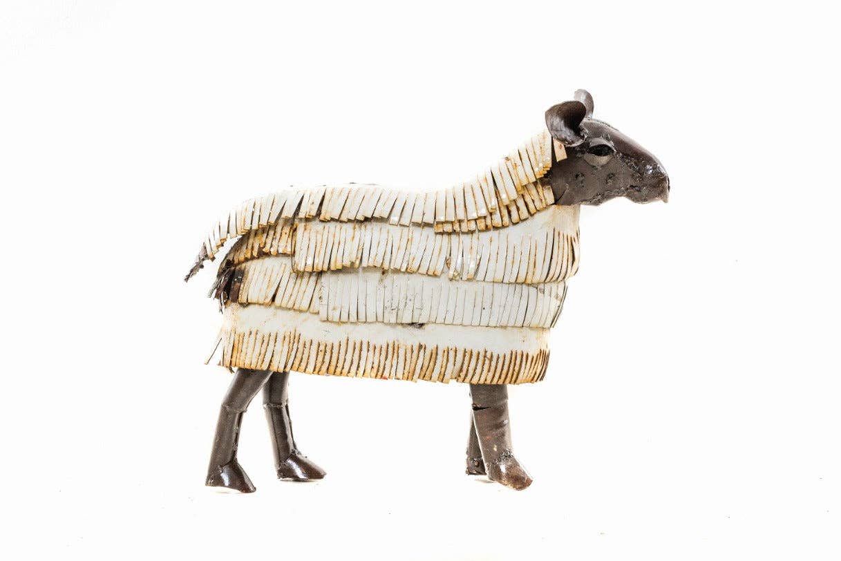 Zimba-Arts METAL WHITE SMALL SHEEP