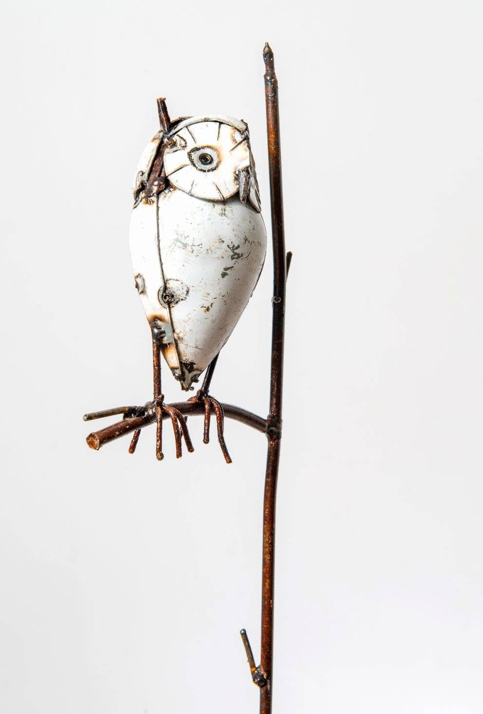METAL WHITE OWL ON STICK