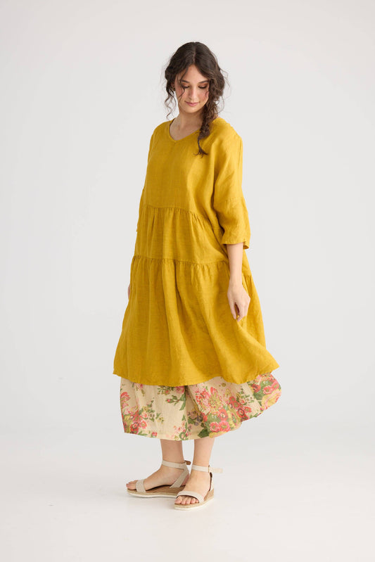 Stella Linen Dress. Sunflower