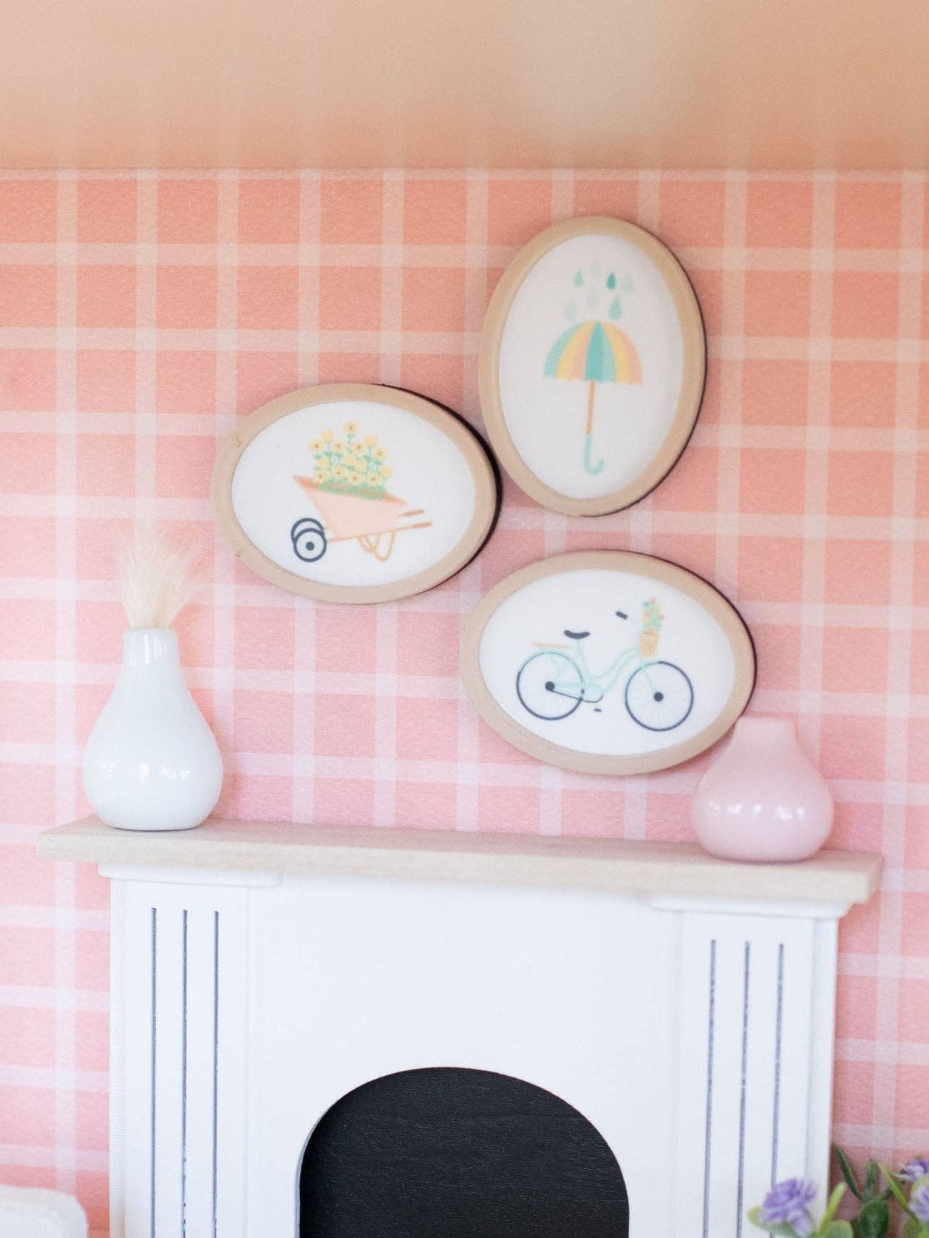 Dollhouse Spring Wall Print | Oval | Bike Umbrella