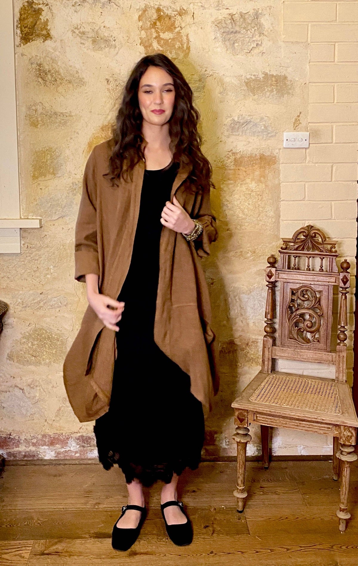 Harper Lee Linen jacket. Tobacco