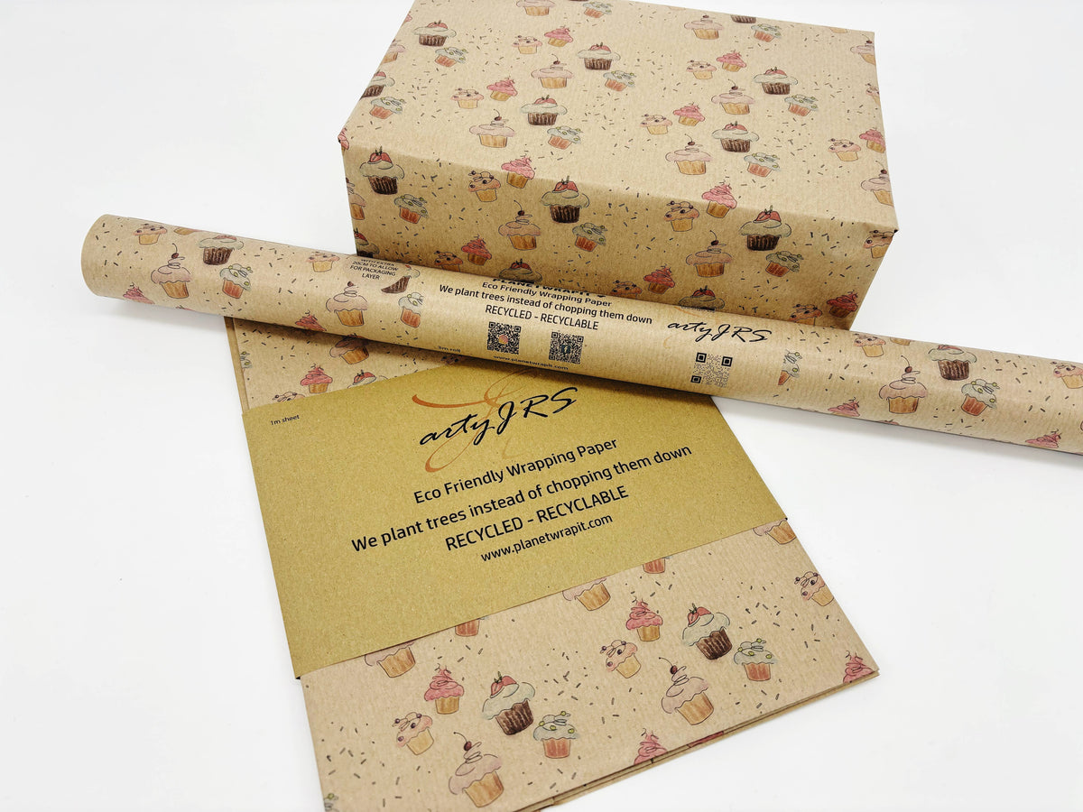 Cupcakes Recycled Kraft Wrapping Paper