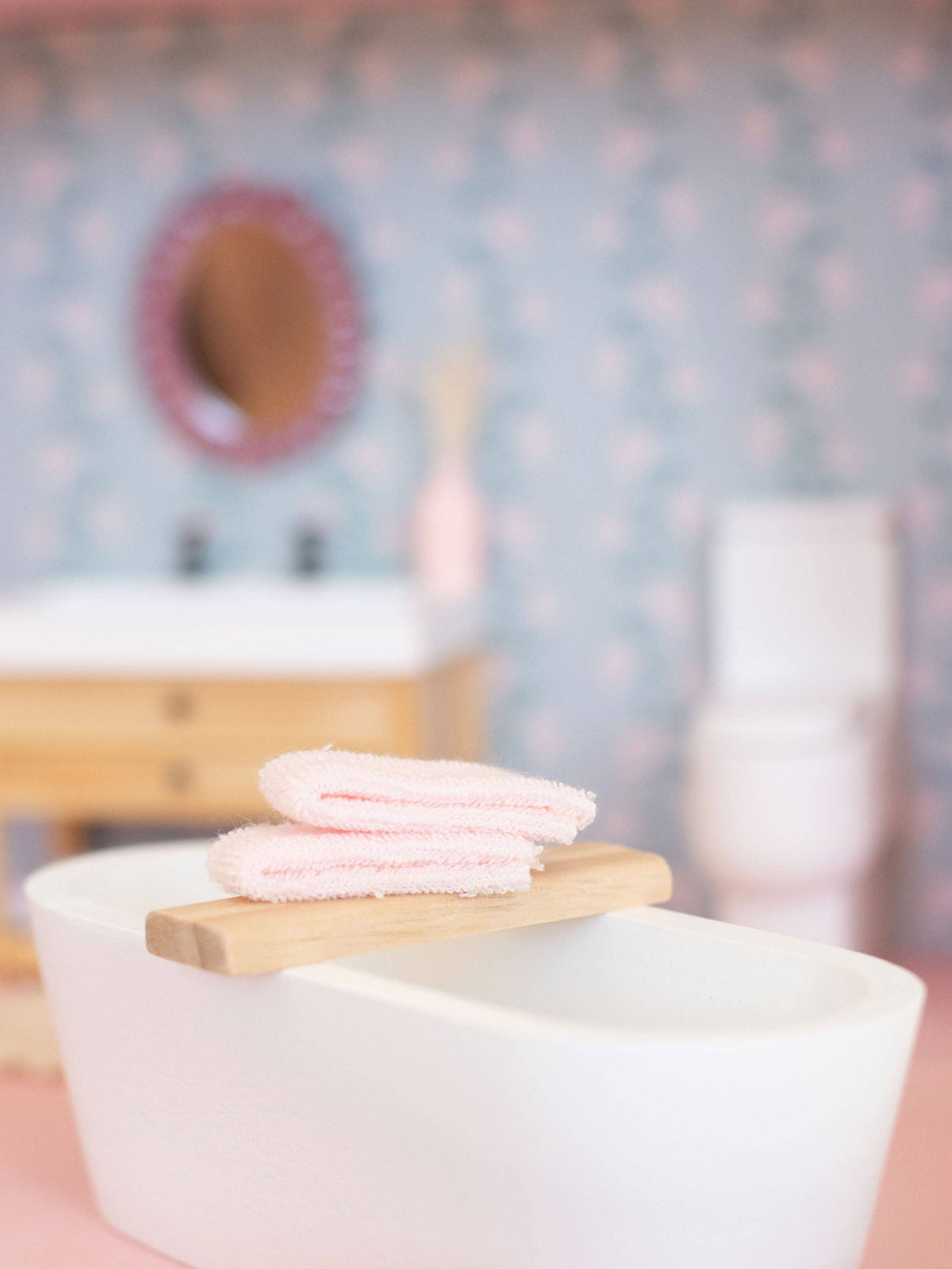 Dollhouse Miniature Plush Towel Set | Pink or White