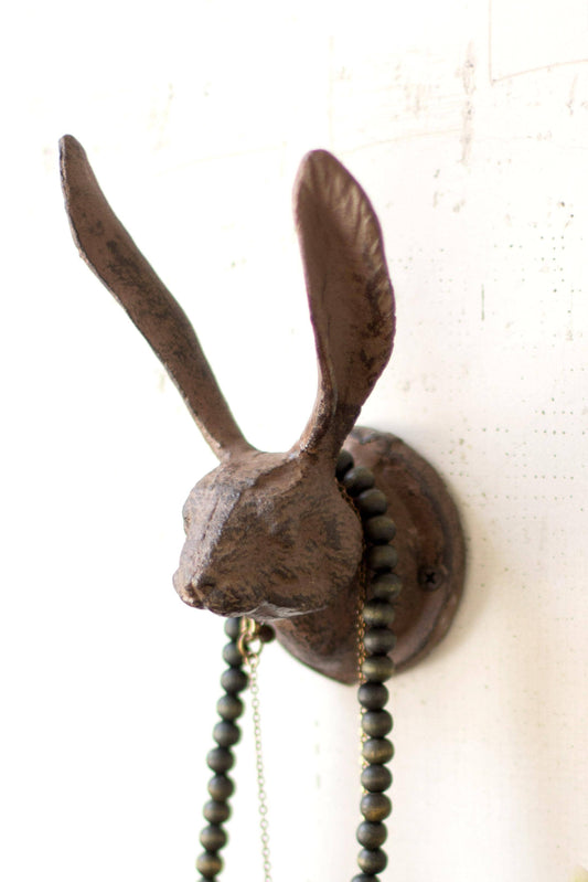 CAST IRON RABBIT WALL HOOK - RUSTIC