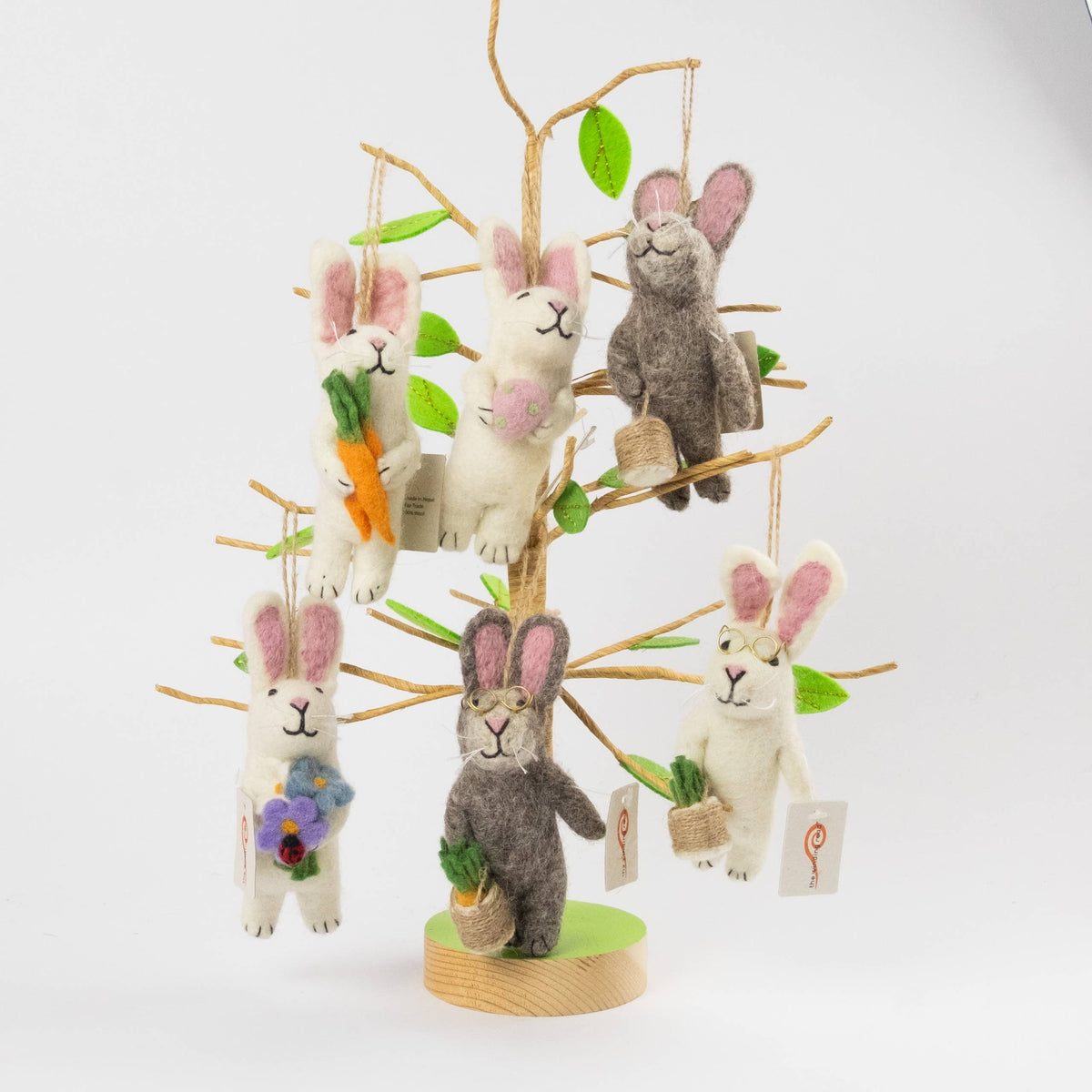 Ornament - Easter Decor - Gray and White Easter Bunnies