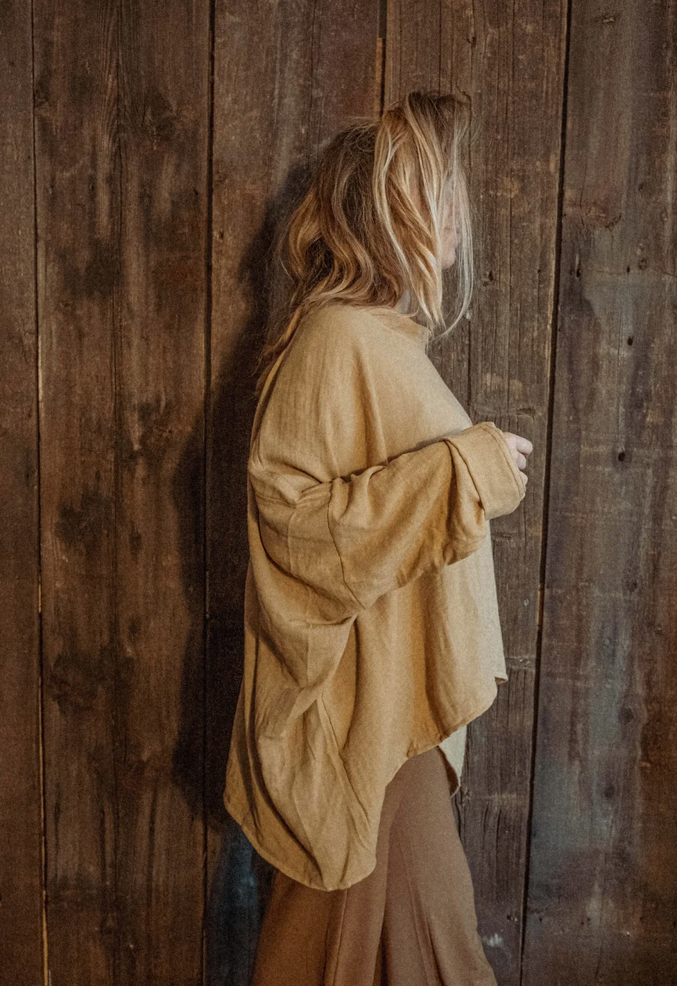 Organic Boho Unisex Pullover Flowy Shirt, Bamboo Long Sleeve