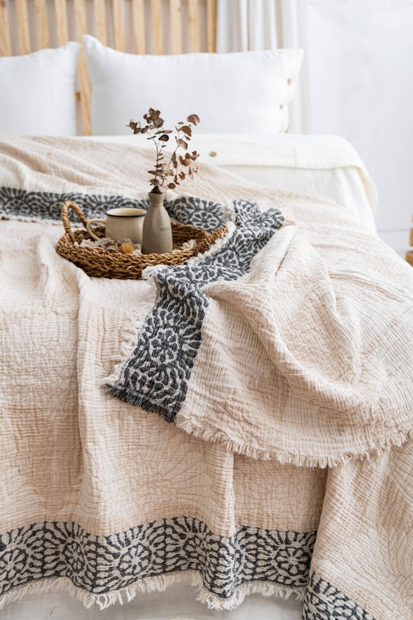 Crane Muslin Blanket King Size Beige