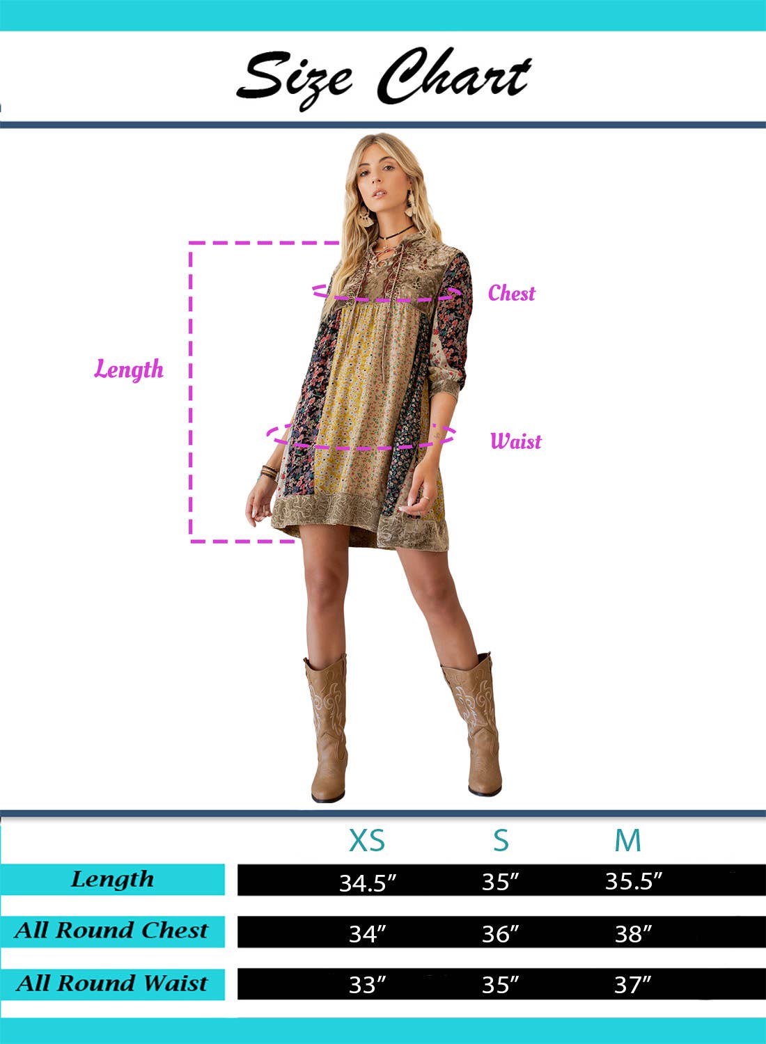 Chic Bohemian Stone-Washed Dress SIZE: XS TO 3X