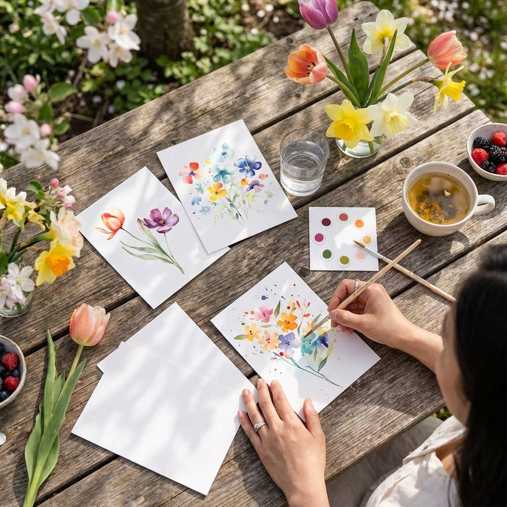 All in One Watercolor Prints/ Postcards : Spring Flowers