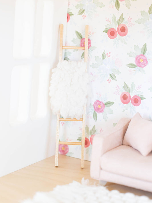 Dollhouse Decorative Blanket Ladder | Natural Wood