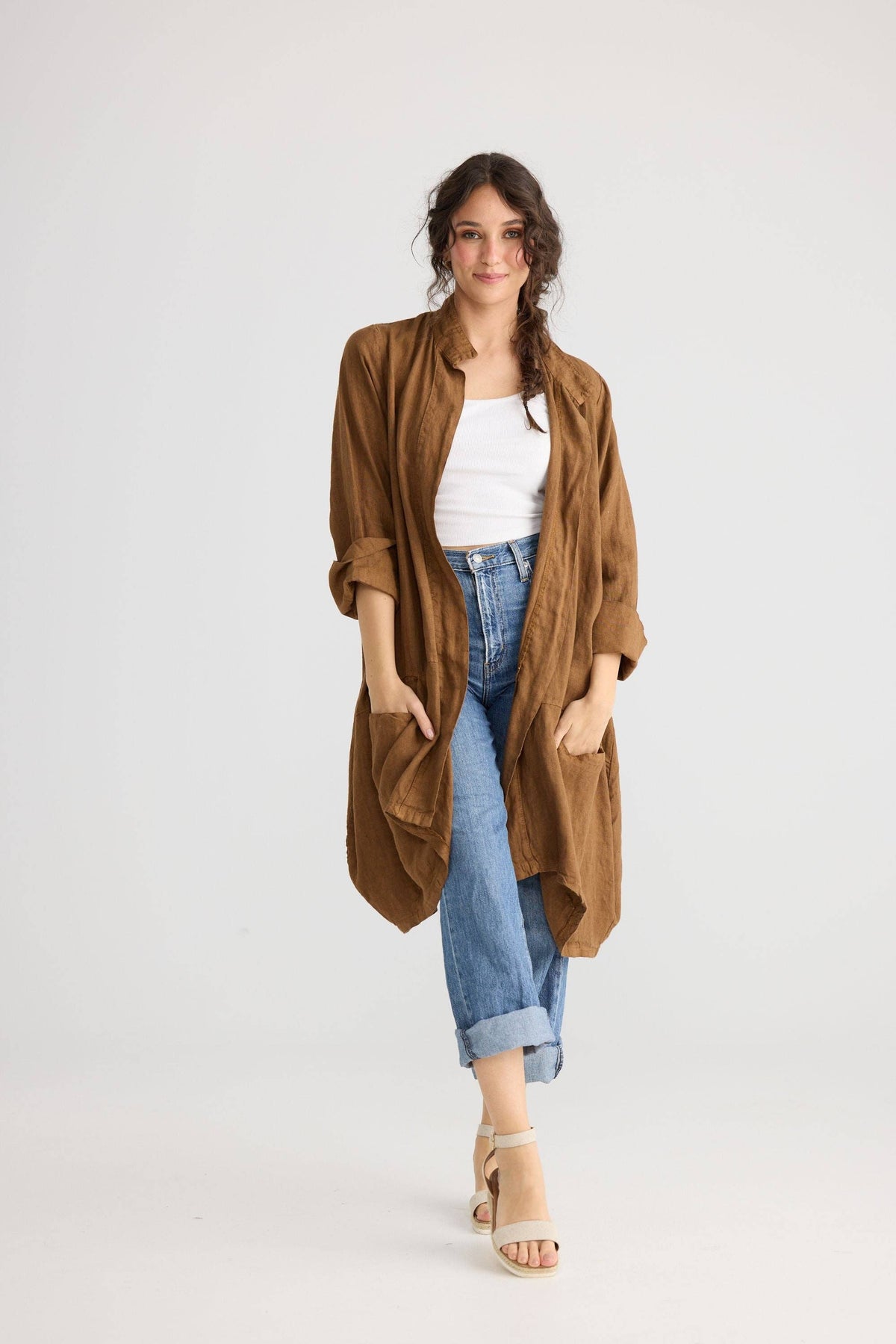 Harper Lee Linen jacket. Tobacco