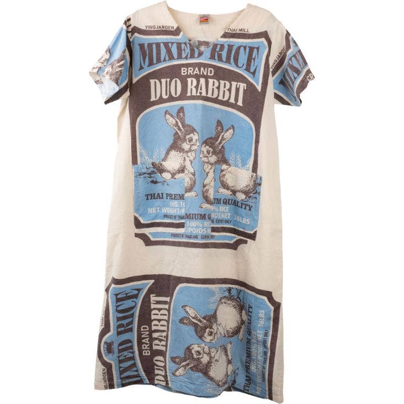 RABBIT V-NECK LONG DRESS FREE SIZE