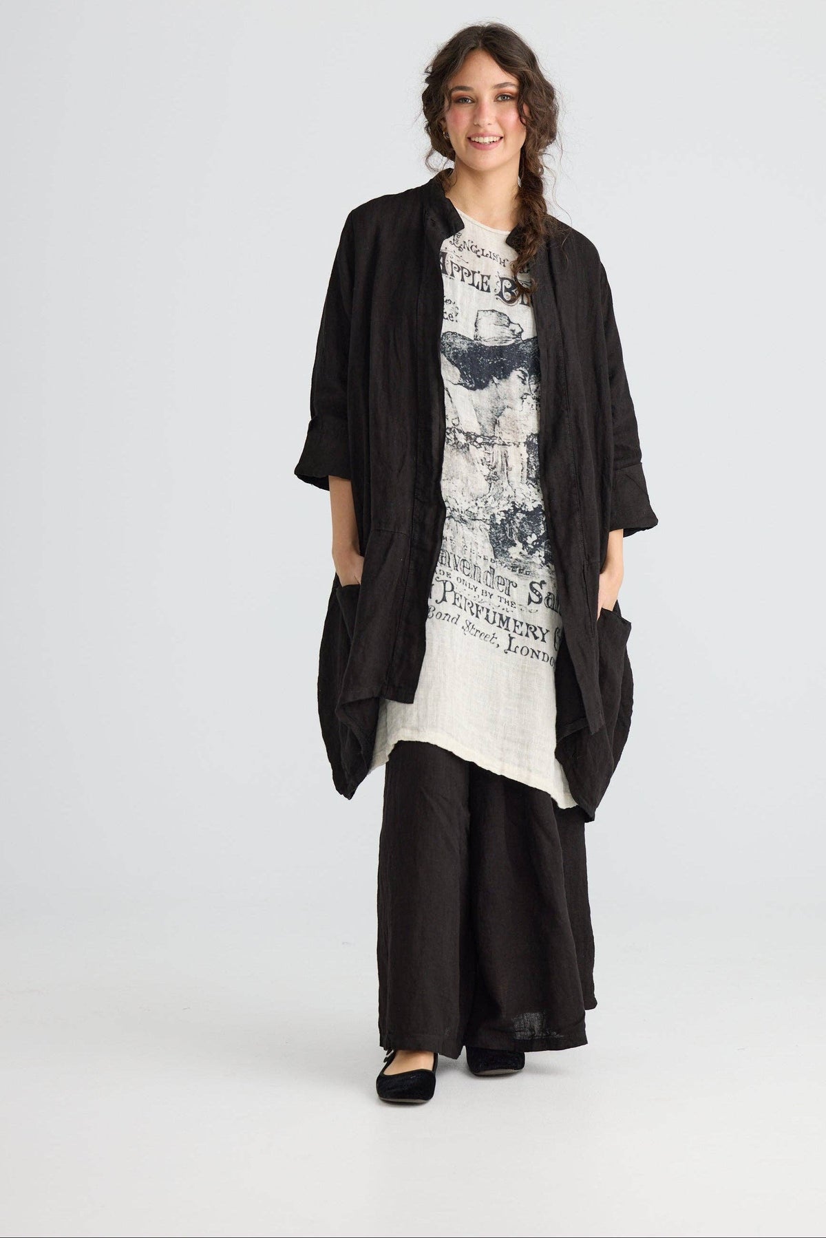 Harper Lee Linen jacket. Ebony