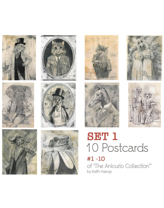 10 assorted postcards. Set #1 Victorian vintage animal art