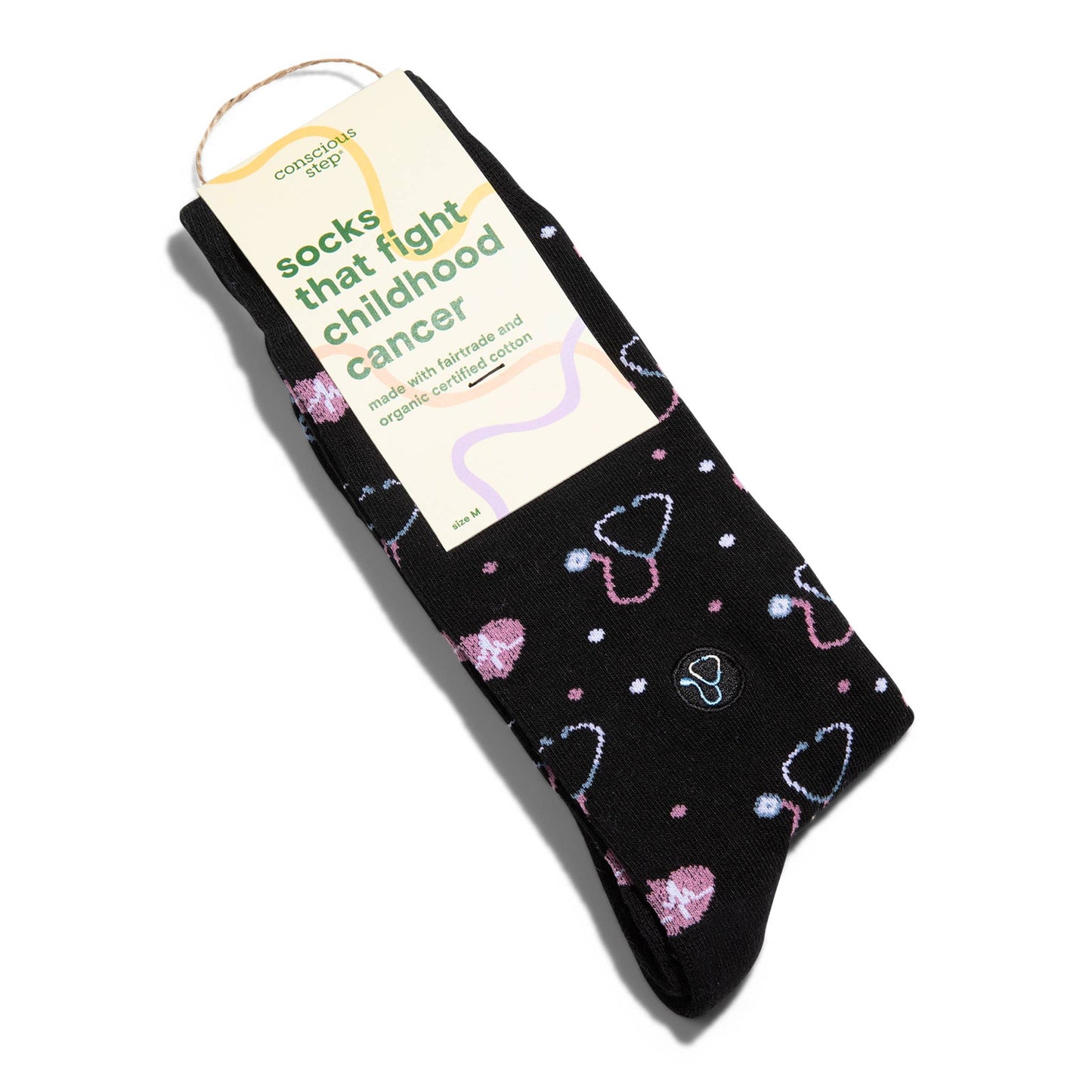 Socks that Fight Childhood Cancer (Black Stethoscopes)